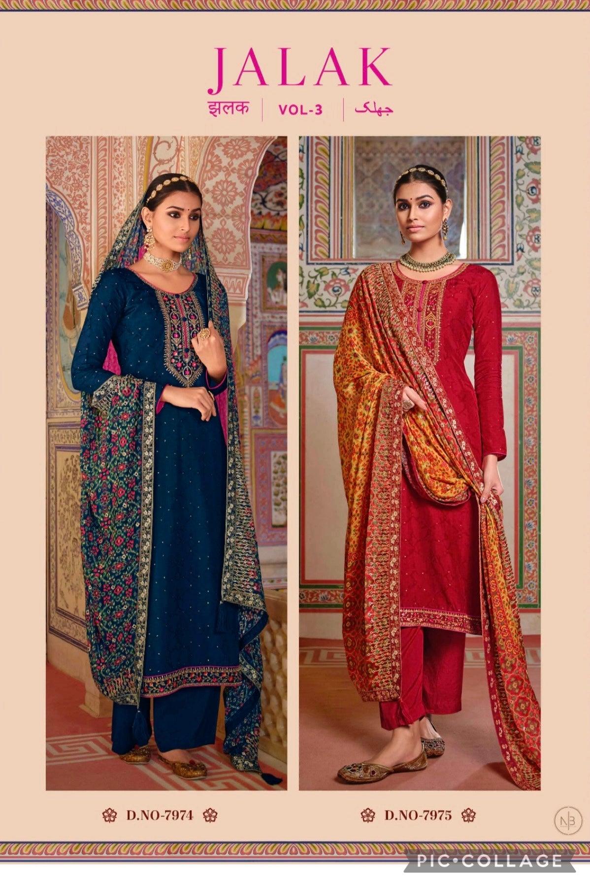Women’s Round Neck Indian Dola Silk with embroidery sequins works dress, Party wear Salwar kamiz suit dress with Dupatta, M L - Diana's Fashion Factory