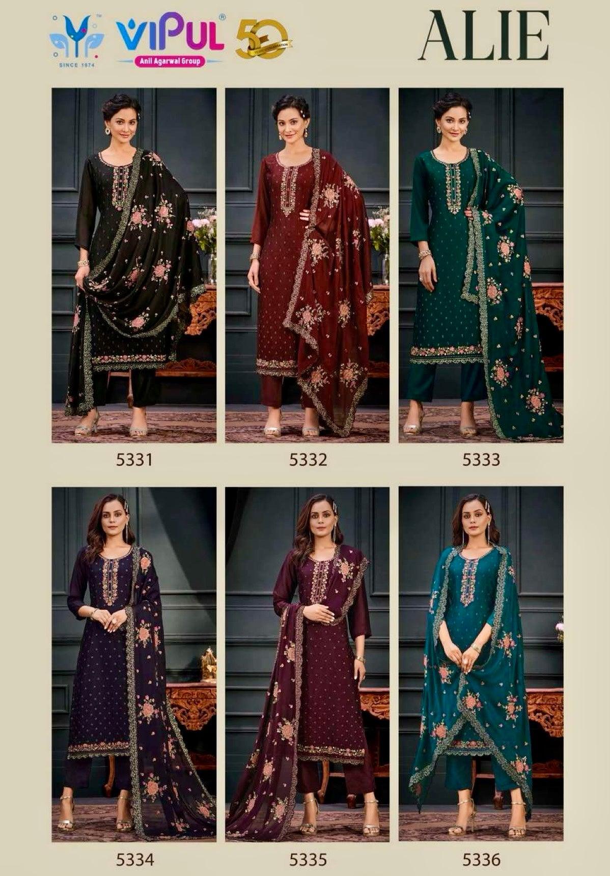 Exclusive Party Wear Indian original Catalogue Silk Dress with Embroidery and sequins works, Free Shipping - Diana's Fashion Factory