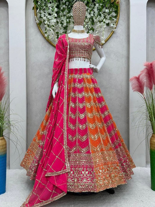 Indian Semi Stitch Georgette Party/Wedding Lehengha With Quality sequence works Bridal suits for women