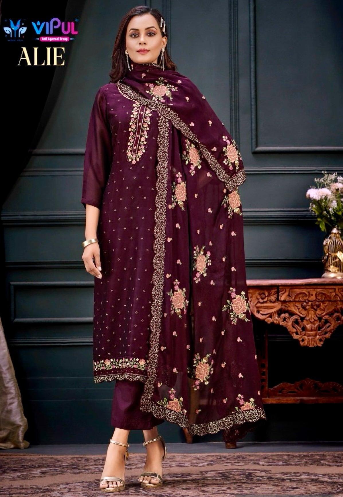 Indian original catalog Soft Georgette with embroidery sequins dress set, Ready to Wear Party Salwar Kameez Suit, M - Diana's Fashion Factory