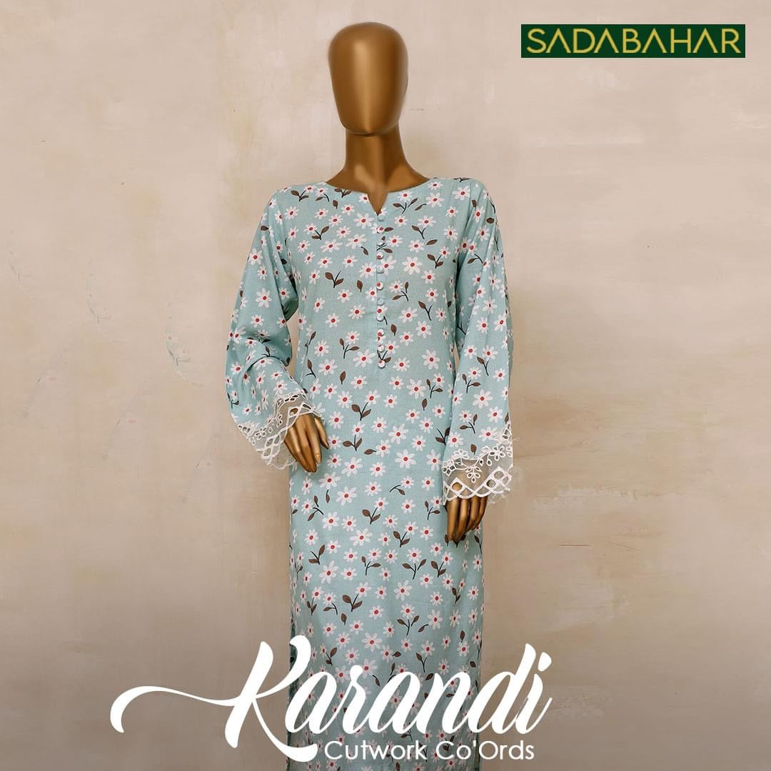 New Sadabahar Karandi Co-Ords Set, Full Sleeve Kurta & Matching Pants, S M Sizes