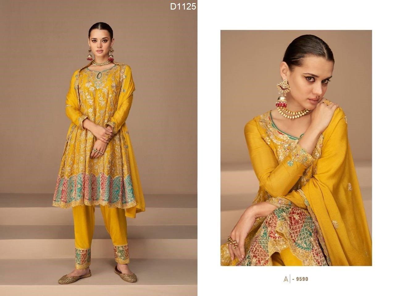 Long sleeves heavy Gold embroidery Silk Kurta pant Dress sets, Midi dress Indian/ Pakistani Wedding party, L - Diana's Fashion Factory